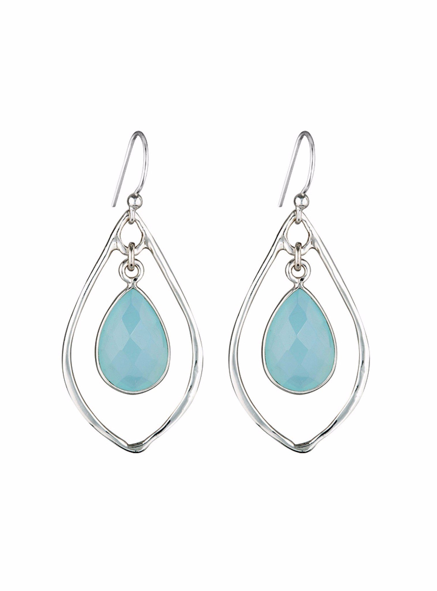 Silver Selene Teardrop Stone Earrings with Aqua Chalcedony — Jewellery ...
